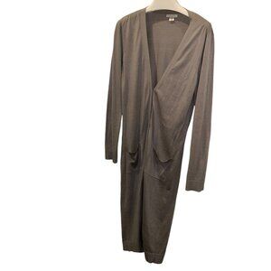 garnet Hill dove gray SILK cotton cardigan opera duster sweater coat M